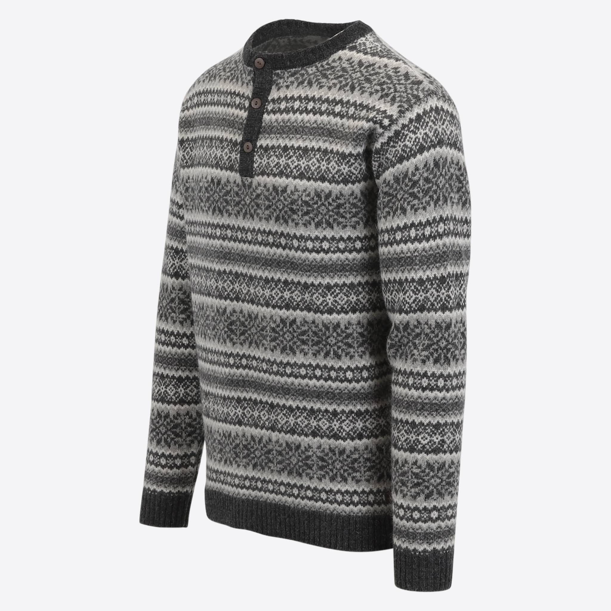 Urður Herrenwollpullover mit halber Knopfleiste